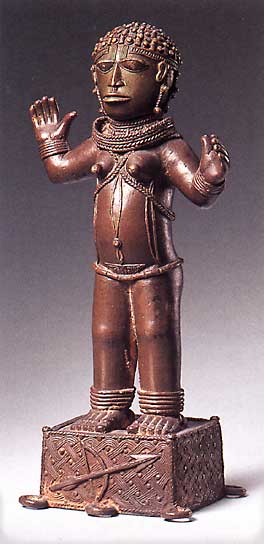 Weibliche Figur, K&ouml;nigreich Benin, Nigeria, Messing, 17. - 18. Jh., Ethnologisches Museum Berlin.