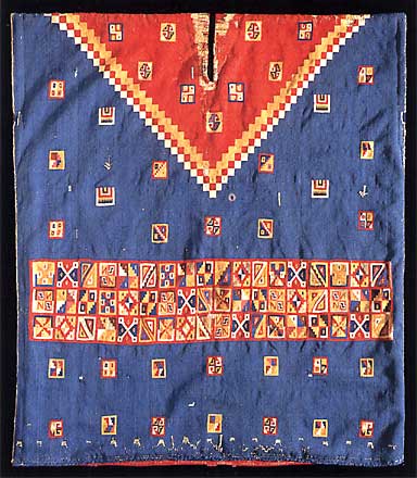 Inkaponcho, blau. Ethnologisches Museum  Berlin-Dahlem.