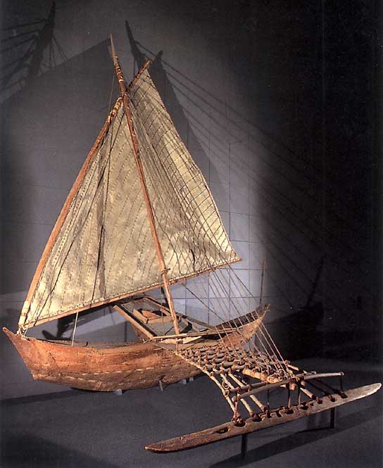 Seet&uuml;chtiges Auslegerboot der Jaluit von den Marshall-Inseln. Ethnologisches Museum Berlin